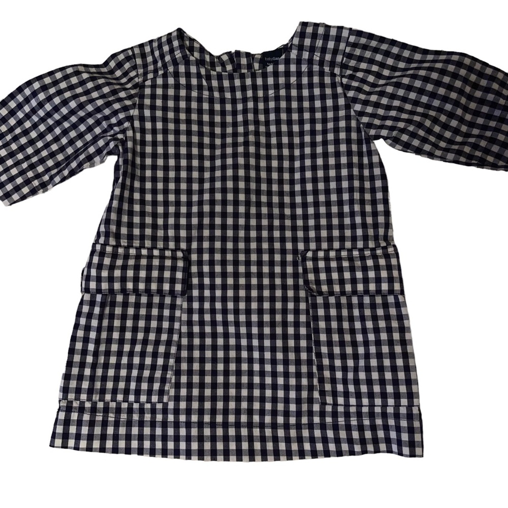Baby Gap Infant Dress Black White Checked Size 12-18 Months Ling Sleeve Dress